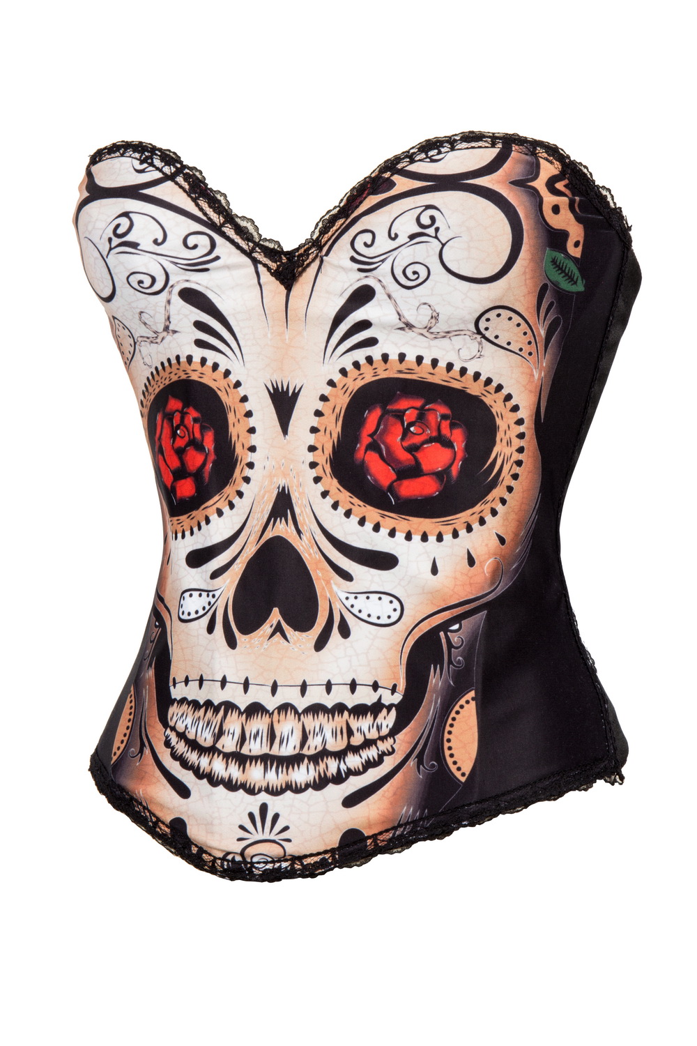 F66370   Sexy Black Skull Day of The Dead Halloween Costume Corset